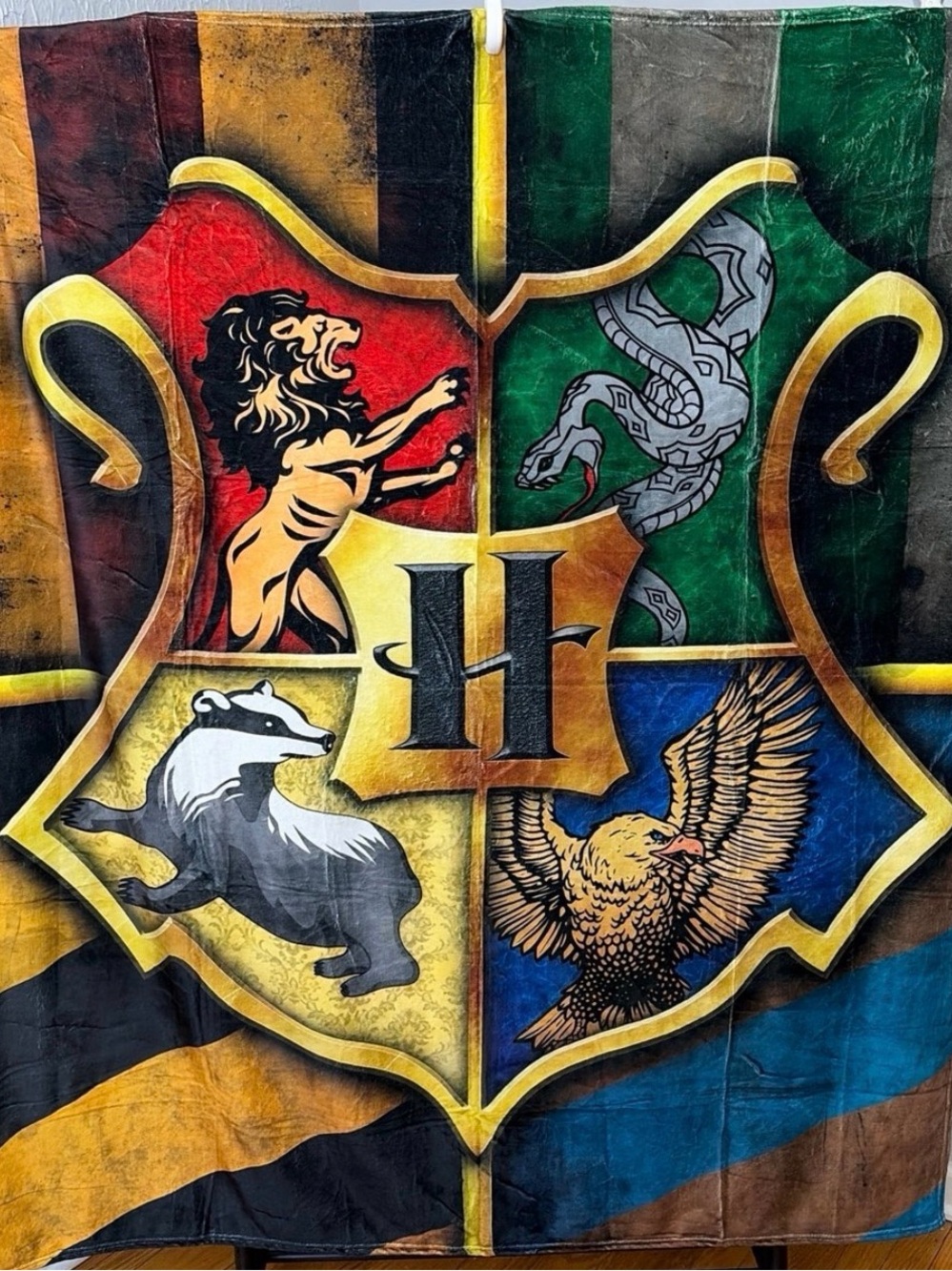 House Crest Plush Throw Blanket - Multi Color